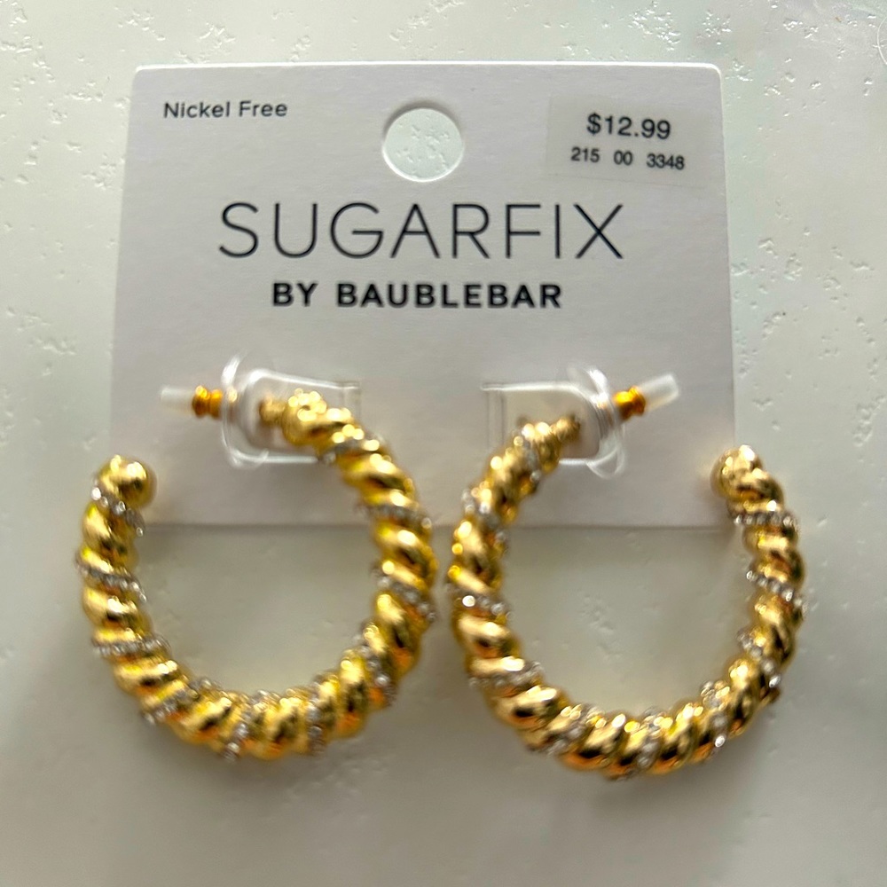 Sugar Fix by Baublebar 1” rhinestone goldtone hoops